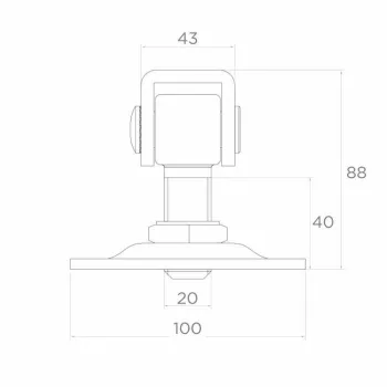 Zawias PSG 61.019 z szyldem 100x100x4mm - gwint M20 (regulowany)