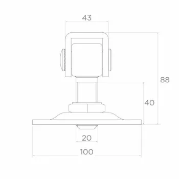 Zawias PSG 61.019.01 z szyldem 100x100x4mm - gwint M20 (regulowany, ucho ocynkowane)