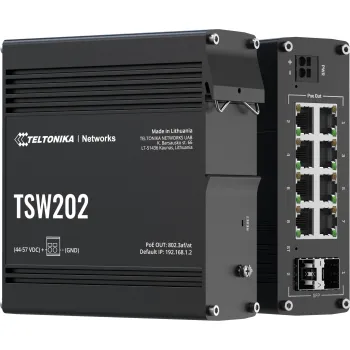 Teltonika TSW202 switch przemysłowy zarządzalny 8xFE 2xSFP PoE+ (TSW202000000) DIN
