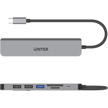 Hub USB Unitek USB-C aluminium 7w1