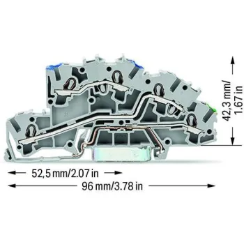 Złączka szynowa WAGO 3‑pietrowa 4mm2 N/L/PE szara 2003‑7646 TOPJOBS 50szt