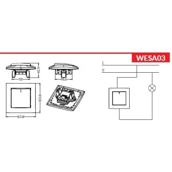 Łącznik pojedynczy z podświetleniem VCX WESA LC 03 Biały