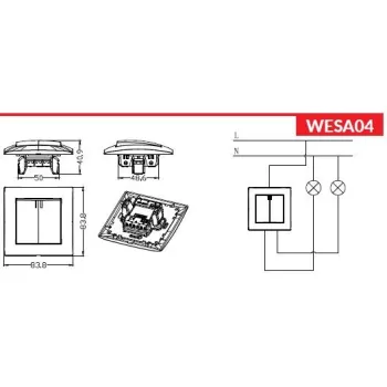 Łącznik podwójny z podświetleniem VCX WESA LC 04 Biały