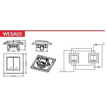 Łącznik schodowy podwójny VCX WESA LC 05 Biały