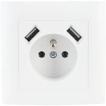 Gniazdo pojedyncze z uziemieniem z USB VCX WESA LC 13A Biały