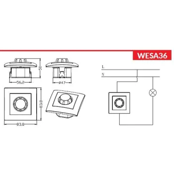 Ściemniacz obrotowy LED 200/600W VCX WESA LC 36A Biały