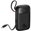 Powerbank Baseus QPow 2 10000mAh 30W z 2 wbudowanymi kablami USB-C - czarny