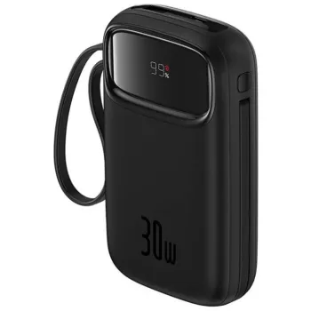 Powerbank Baseus QPow 2 10000mAh 30W z 2 wbudowanymi kablami USB-C - czarny