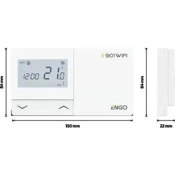 ENGO Controls E901-WIFI - Regulator temperatury bezprzewodowy, Wi-Fi, Internetowy, biały, 868MHz