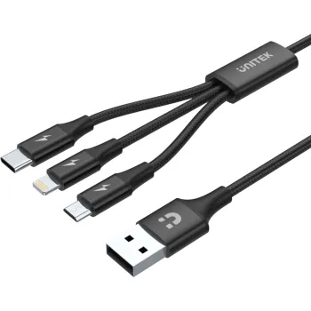 Unitek przewód ładujący USB 3 w 1 czarny