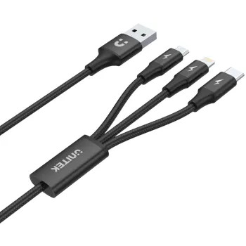 Unitek przewód ładujący USB 3 w 1 czarny