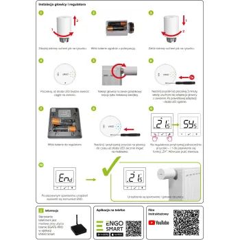ENGO Controls Inteligentny zestaw ogrzewania Czarny (E25-BATB-4 + ETRV-M30 + EPlug WiFi)