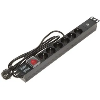 Listwa zasilająca 6 gniazd Schuko PD-6/R-USB