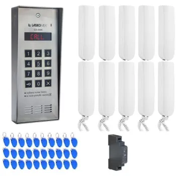 LASKOMEX SYSTEM DOMOFONU 10 LOKATORÓW, 1 WEJŚCIE