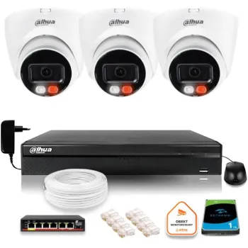 Zestaw monitoringu IP DAHUA 4Mpx 2K 3 kamery IPC-HDW1439V-A-IL z dyskiem