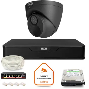 Zestaw monitoringu IP BCS Point 1x Kamera BCS-P-EIP28FWR3-Ai2-G Rejestrator z dyskiem