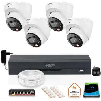 Zestaw monitoringu IP Dahua 4 kamery kopułkowe 6Mpx Dysk