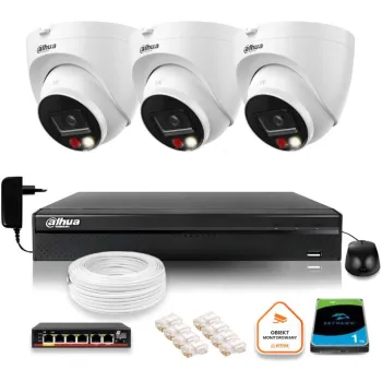 Zestaw monitoringu IP Dahua 3 Kamery IP 8mpx 4K dysk twardy