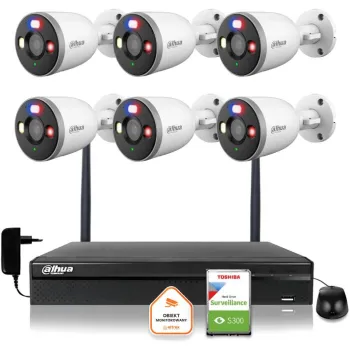 Zestaw monitoringu IP Dahua 6 Kamer tubowych WI-FI 5MPx aktywne odtraszanie LED IR do 30m