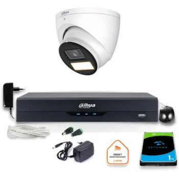 Zestaw monitoringu 4w1 Dahua Kamera zewnętrzna FullHD z dyskiem 1TB