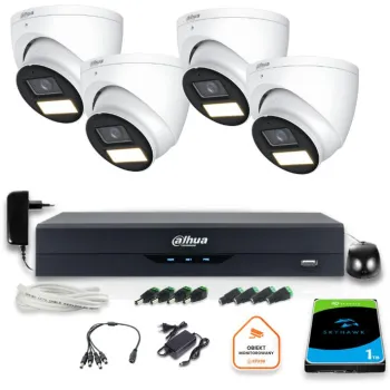 Zestaw monitoringu 4w1 Dahua 4 Kamery zewnętrzne FullHD z dyskiem