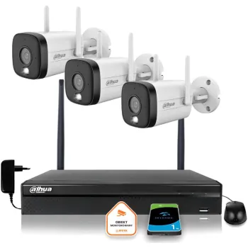 Zestaw monitoringu IP Dahua 3 Kamery WI-FI 3MPx smart podwójne oświetlenie LED IR do 30m