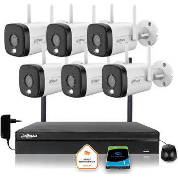 Zestaw monitoringu IP Dahua 6 Kamer WI-FI 3MPxsmart podwójne oświetlenie LED IR do 30m