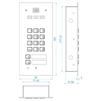 ACO FAM-P-2NPZSACC panel pod tynk 2-rodzinny czyt. brel. zamek szyfr.